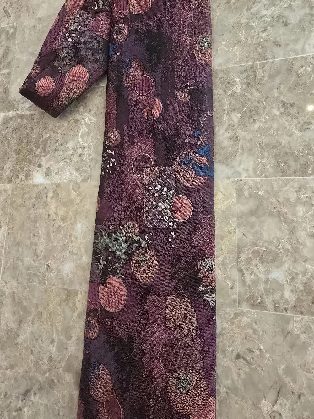 Vintage Dior Mens Burgundy Abstract Tie